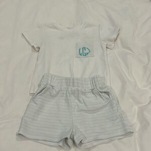 Boys monogrammed pocket short set with initials “LJC”